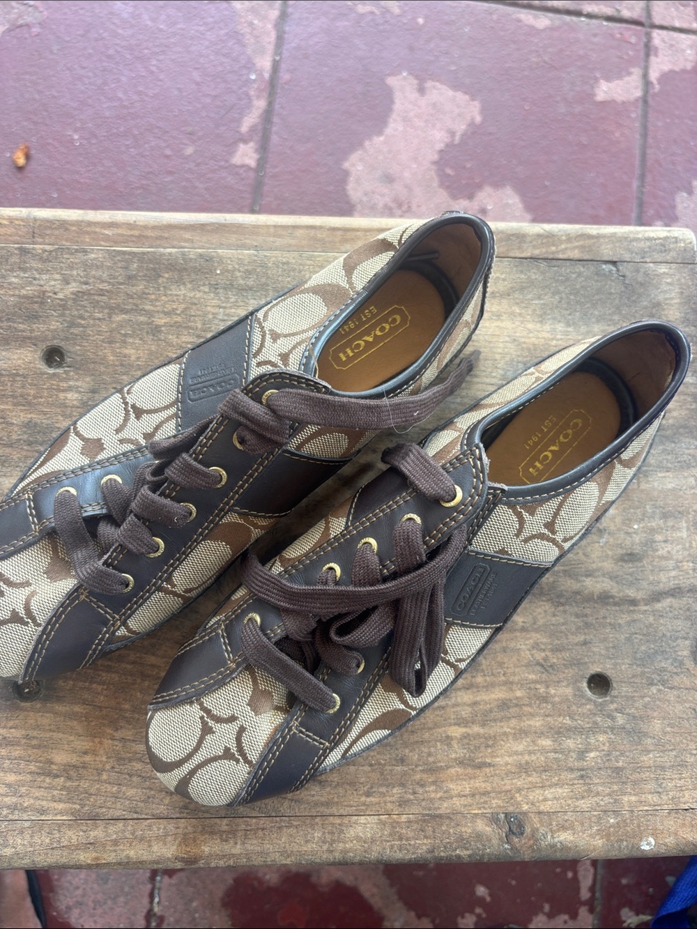Coach Brown Signature Canvas Low-Top Sneakers